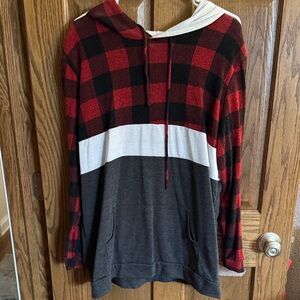 Red and Black Plaid Hoodie